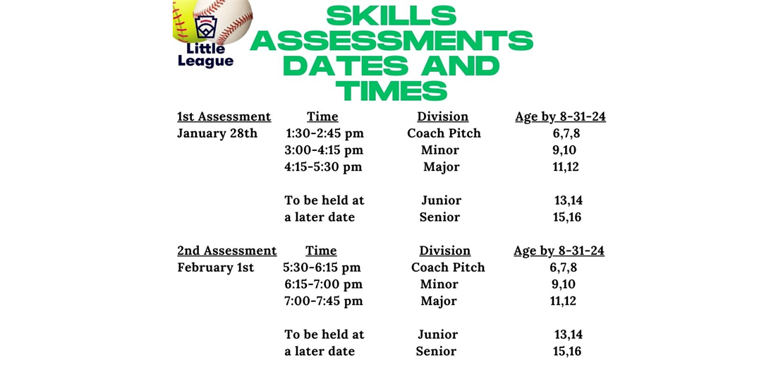 Division Info and Assessment Dates